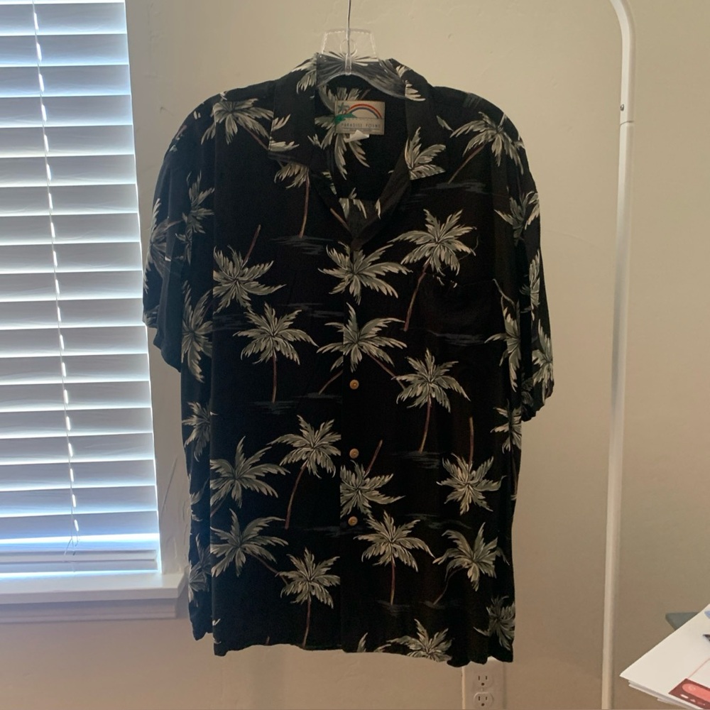 Hawaiian Found Tropical Black Palm Tree Men's Shirt